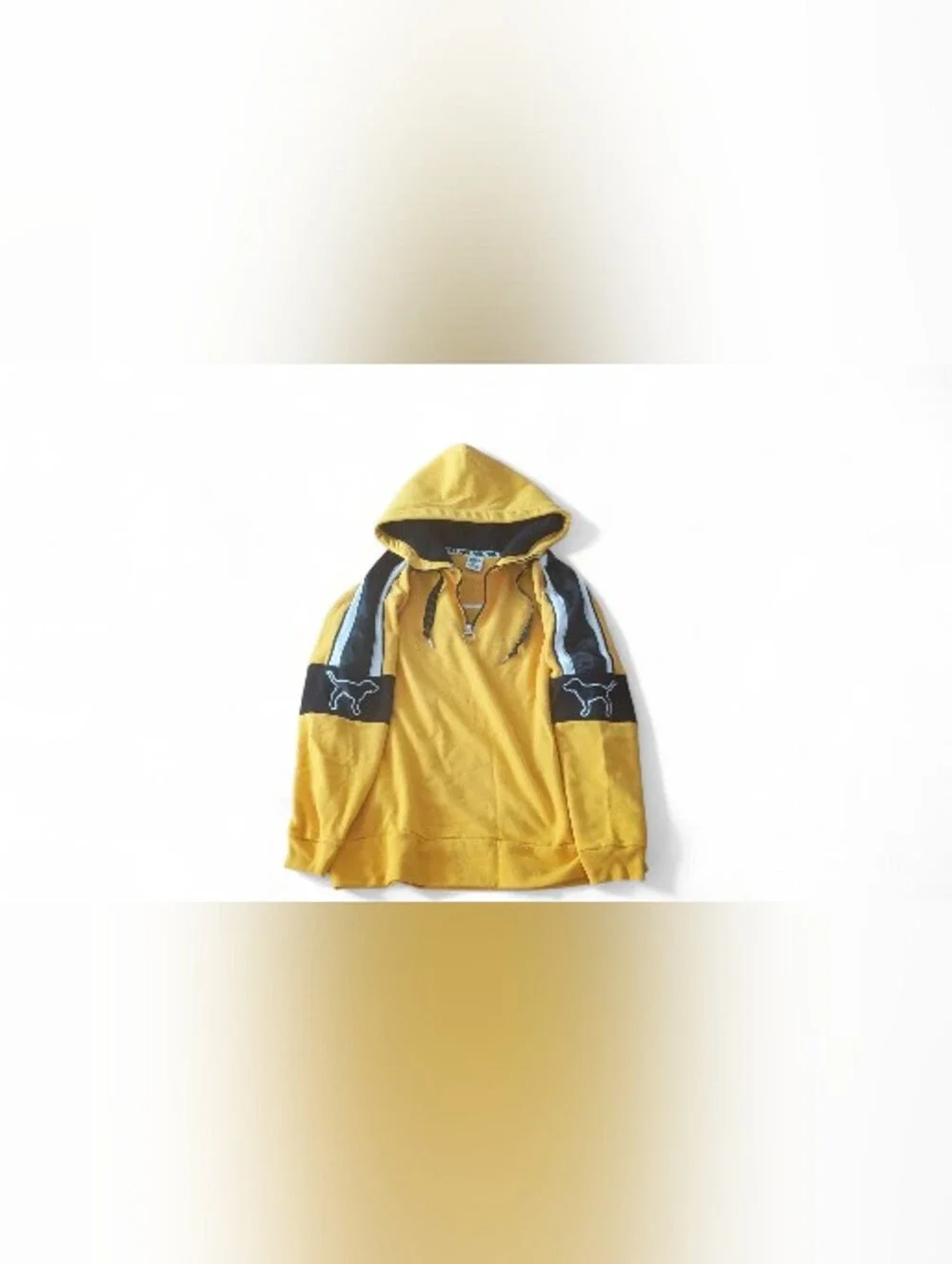 NWOT Victoria's Secret PINK Yellow Black Campus Sherpa Dog Hoodie Oversized Y2K - Picture 4 of 8